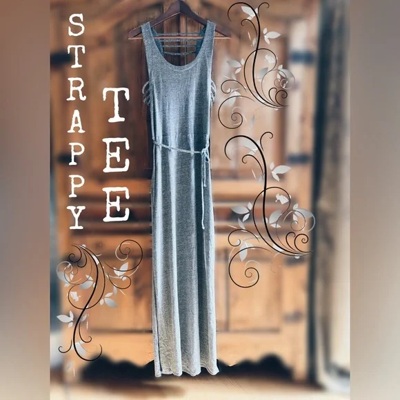 Chaser Strappy Tee Maxi Dress Heather Gray S NWT Luxe Jersey - Picture 3 of 13